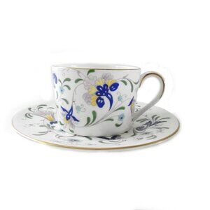 Vintage Ceramic Coalport Pageant Tea Cup And Saucer England 1970s Blue Lavender